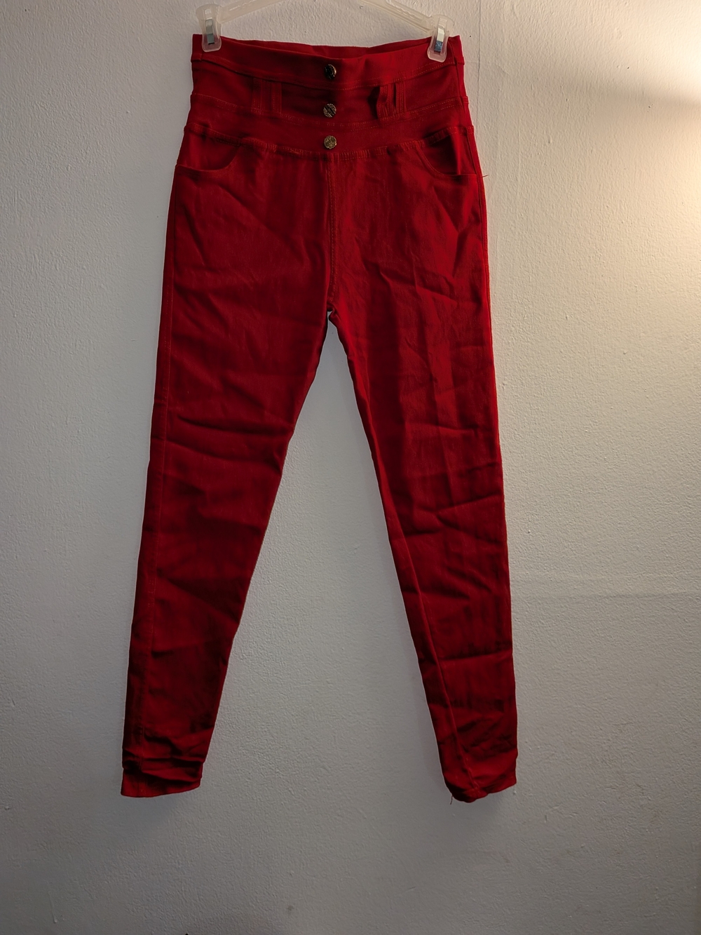 High-Rise Red Stretch Skinny Pants
